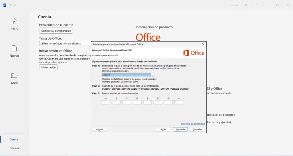 paso 6 office pro plus 2021 instalacion