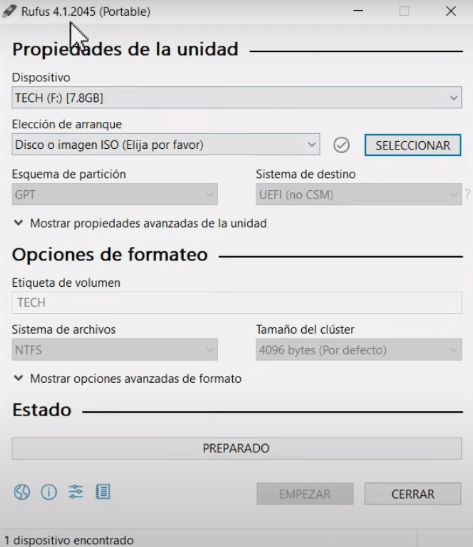 Tutorial Rufus paso 1