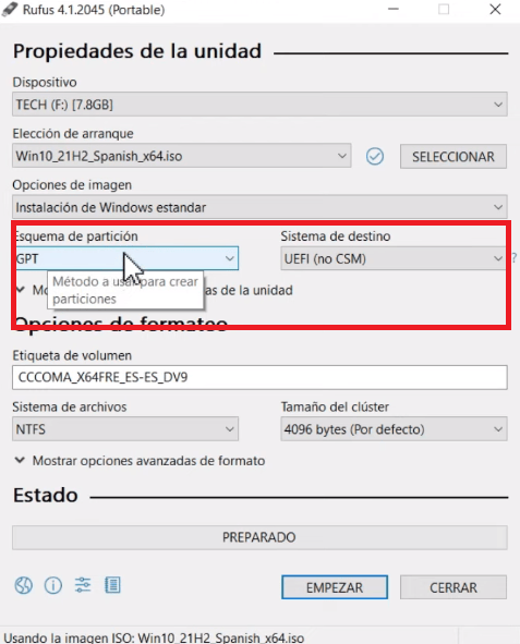 Tutorial Rufus paso 5